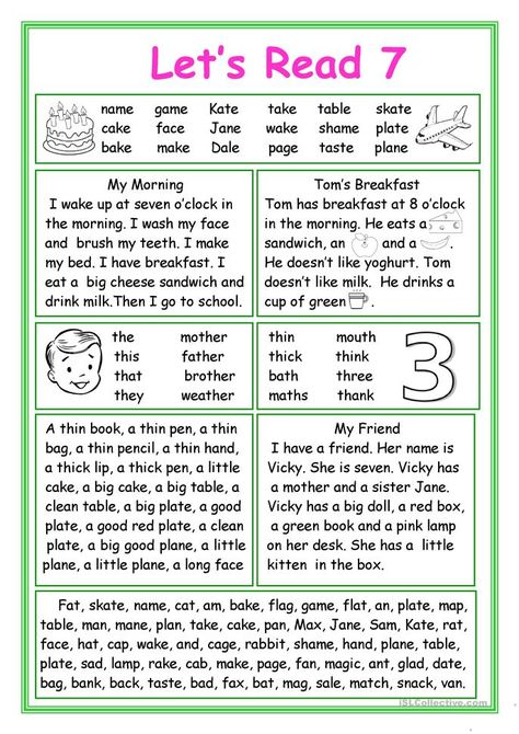 Let's Read 7 - English ESL Worksheets for distance learning and physical classrooms Phonics Sentences, Teach Handwriting, Phonetic Symbols, Phonics Reading Activities, Remedial Reading, Kindergarten Reading Worksheets, Reading For Beginners, Preschool Reading, Learning English For Kids