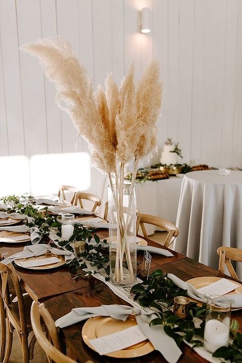 Grass Centerpiece, Tafel Decor, Grass Decor, Pampas Grass Decor, Grass Wedding, Elegant Dinner, Boho Baby Shower, Texas Wedding, Greenery Wedding