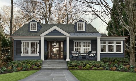 Our Review of Hale Navy by Benjamin Moore | brick&batten Dark Blue Cape Cod Exterior, Navy House With Shutters, Navy Cape Cod House Exterior, Hale Navy Coordinating Colors Exterior, Westcott Navy Benjamin Moore Exterior, Navy Painted Brick House, Navy Houses Exterior, Hail Navy Benjamin Moore Exterior, Hale Navy Exterior House Color Scheme