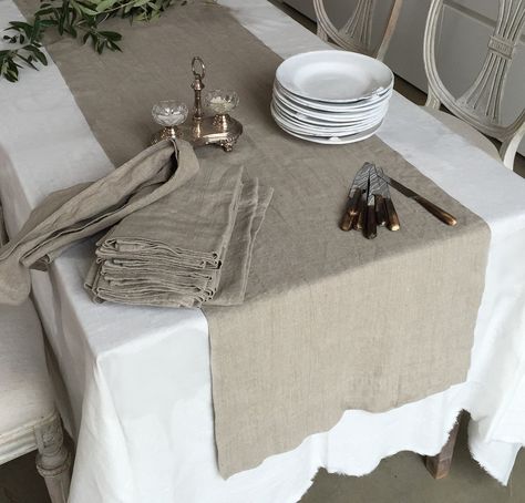 Rough Linen | Dining | Eat | Tableware | Decoration | Smooth Tablecloth | White Bedside Table Decor, Cloth Table Covers, Rough Linen, Simple Table Settings, Dining Table Cloth, Classic Table, Simple Table, Linen Table Runner, Room Ideas Bedroom