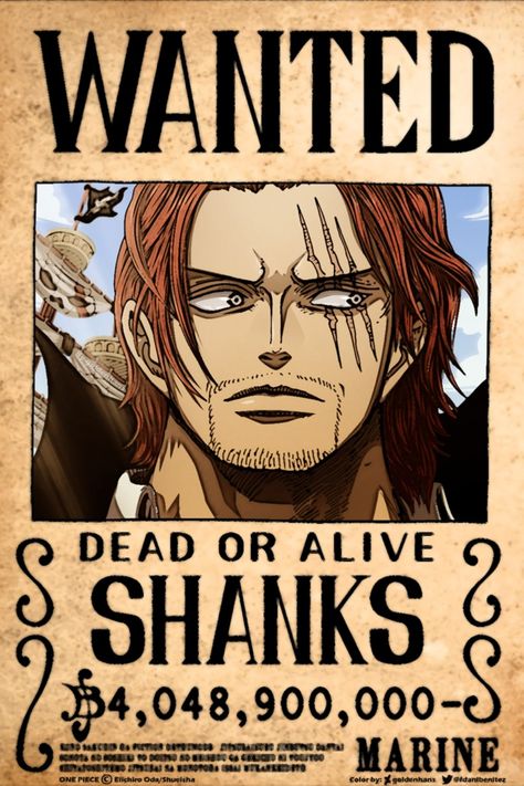 Shanks Bounty, Wanted One Piece, Red Hair Shanks, One Piece Bounties, One Piece Logo, رورونوا زورو, One Piece Photos, One Piece Tattoos, One Piece Cartoon