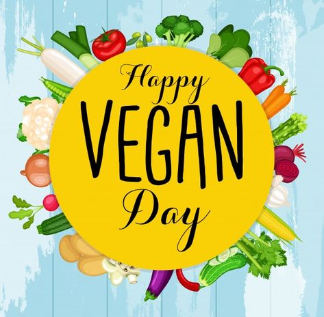 World vegan day poster with flat design ... | Premium Vector #Freepik #vector #background #banner #frame #poster Banner Frame, World Vegan Day, Vegan Bodybuilding, Vegan Athletes, Frame Poster, Vegan Fitness, Vegan Foodie, Vegan Animals, Free Day