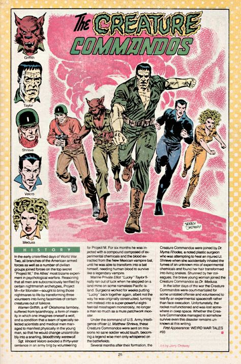 The Creature Commandos Creature Commandos, Marvel Facts, Superhero Villains, Comic Book Panels, Dc Villains, Dc Comics Superheroes, Horror Comics, Superhero Design, Dc Characters