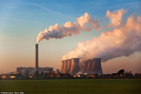 Mr Pettigrew told the BBC that one emergency option to help power Britain this winter if fuel supplies drop is to restart mothballed coal-fired power stations. Pictured: Library image of a coal fired power station in Lincolnshire National Grid, Hawaii Pictures, Greenhouse Effect, Emergency Plan, Fire Powers, Environmental Issues, Power Station, Power Plant, Nature Scenes