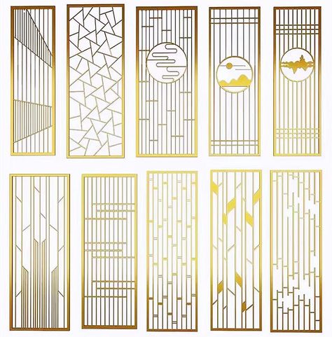 customized design and color available Steel Partition Design, Porch Modern, Dining Room Entry, Decorative Metal Screen, Screen Partition, Stainless Steel Screen, Partition Screen, Gold Rooms, Modern Screens