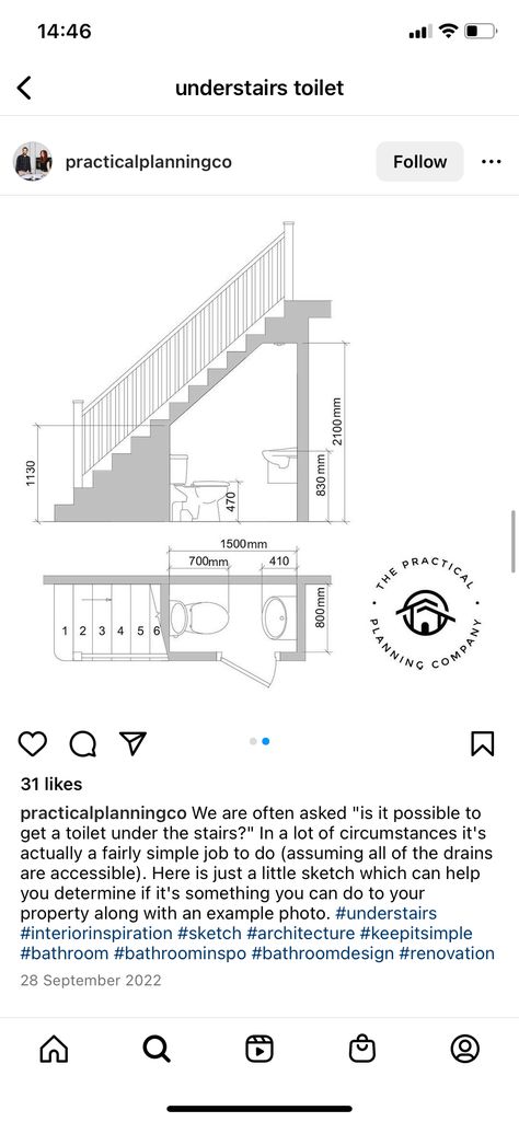 Toilet Below Staircase, Toilet Under Staircase Design, Tiny Wet Room With Toilet Under Stairs, Bathroom Under Stairs Plan, Toilets Under The Stairs, Toilet Under Eaves, Small Downstairs Toilet Ideas Under Stairs Tiny Bathrooms, Restroom Under Stairs, Under Stairs Wc Ideas