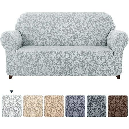 Subrtex slipcovers use jacquard damask materials which have great elasticity with classic flower pattern, covering sofa completely. Our damask slipcovers could help protect your furniture from daily tear, spills, stains and so on. It is a great choice for homes with children and pets. Our stretchable slipcovers fit perfectly most furniture. You can enjoy a lovely dcor without having to worry about wrinkles as this couch protector takes the shape of your sofa, chair or loveseat. Color: Gray. Damask Linen, Loveseat Slipcovers, Ikea Sofa, Grayish Blue, Sofa Slipcover, Couch Cover, Decorating Style, Box Cushion, Greyish Blue