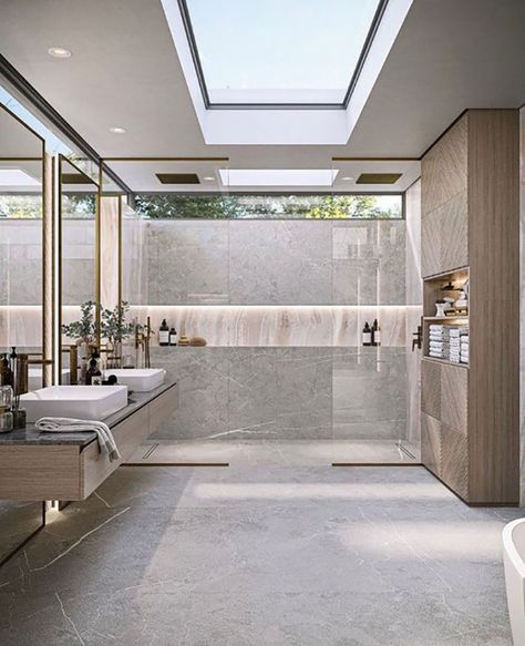 Modern Master Bath, Bathrooms Luxury, Luxury Bathroom Master Baths, Modern Luxury Bathroom, Luxury Master Bathrooms, Large Bathroom, Master Ensuite, Casa Country, Bathroom Design Decor