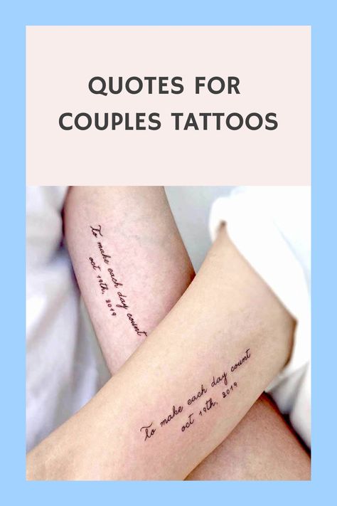 Quotes For Couples Tattoos Couple Saying Tattoos, Marriage Quote Tattoo, Tatoos Marriage Husband Wife, Couple Quote Tattoos Marriage, Couple Tattoos Song Lyrics, Couple Song Lyric Tattoos, Couple Tattoos Unique Meaningful Quotes, Forever After All Tattoo, Couples Word Tattoos