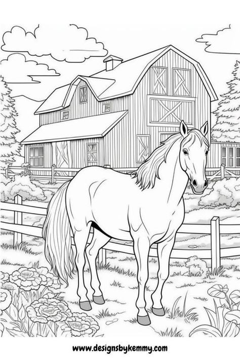 Farm Coloring Pages For Adults, Free Horse Coloring Pages Printables, Free Farm Coloring Pages, Farm Coloring Pages Free Printables, Horse Coloring Pages Free Printable, Coloring Pages Horses, Horse Coloring Books, Bottles Design, Farm Coloring Pages