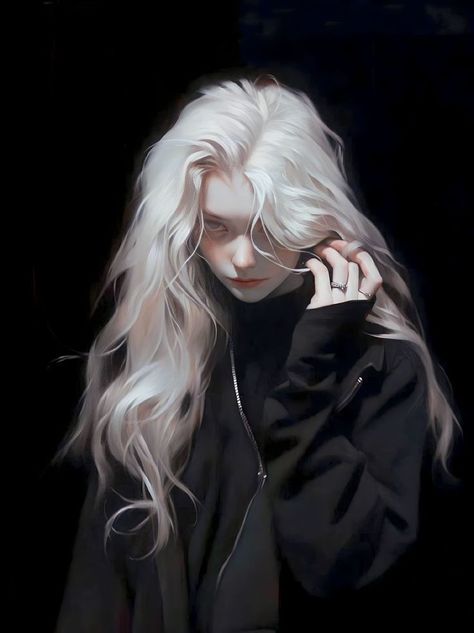 Silver Hair, White Hair, Follow Me, Silver, Hair, Black, Art