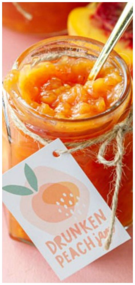 Fuzzy Navel Peach Jam, Spicey Peach Jam, Smoked Peach Jam, Peach Brandy Jam, Peach Bourbon Jam Recipe Canning, Drunken Peaches, Peach Jams, Peach Bourbon Jam, Peach Jam Recipe No Pectin