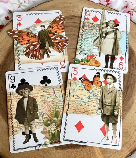 Playing Card Crafts, Art Altéré, Playing Cards Art, Art Trading Cards, Cards Art, Art Carte, Atc Cards, Vintage Junk Journal, Quilts Ideas