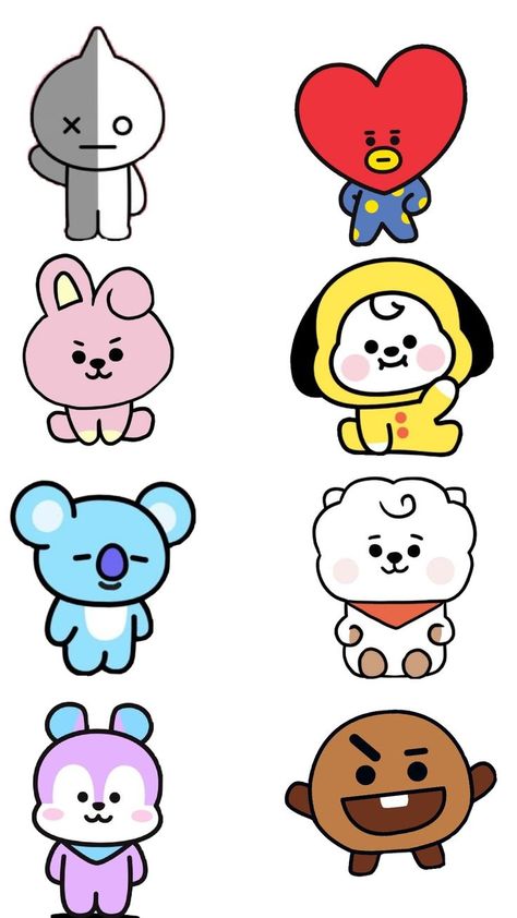 Bts Related Drawings, Bt21 Crafts, Paper Toys Bt21, Bt21 Drawing, Nature Drawing For Kids, Bt21 Stickers, Sticky Notes Quotes, K Pop Stickers, Bts Printable