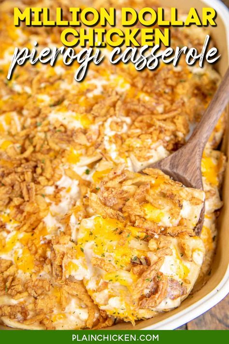 Casseroles For Bunco, Casseroles For Company, What To Make With Leftover Chicken, Chicken Casserole With Noodles, Chicken Pierogi Casserole, Casserole With Noodles, Slavic Food, Million Dollar Chicken Casserole, Stuffed Sausage