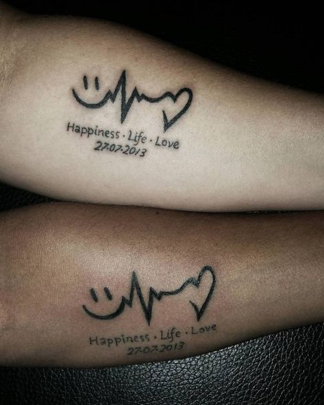 Couple tattoos #coupletattoos #weddingdate #happiness #life #love Hopeful Tattoos, Boyfriend Tattoo, Love Tattoo Designs, Tattoo Infinity, Married Couple Tattoos, True Love Tattoo, Anniversary Tattoo, Tats Ideas, Couple Tattoos Unique Meaningful