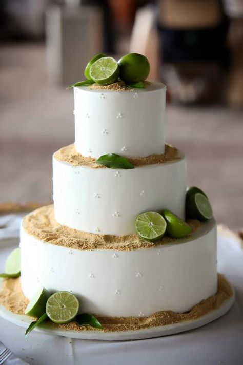 Key Lime Keylime Pie Wedding Cake, Wedding Key Lime Pie, Key Lime Pie Wedding, Key Lime Pie Wedding Cake, Key Lime Wedding Cake, Lime Wedding Theme, Palm Tree Wedding Cake, Key West Theme Party, Key Lime Pie Aesthetic