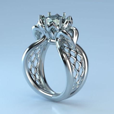 STL 3D model/ Jewelry CAD file for 3D printing//Diamond Ring/3D Jewelry file/file for 3D printing/3D Jewelry Design/Engagement Ring 3d Jewelry Design, Futuristic Jewelry, Design Engagement Ring, Gem Crafts, 3d Jewelry, 3d Printed Jewelry, Cad File, Lace Ring, 3d Modelle