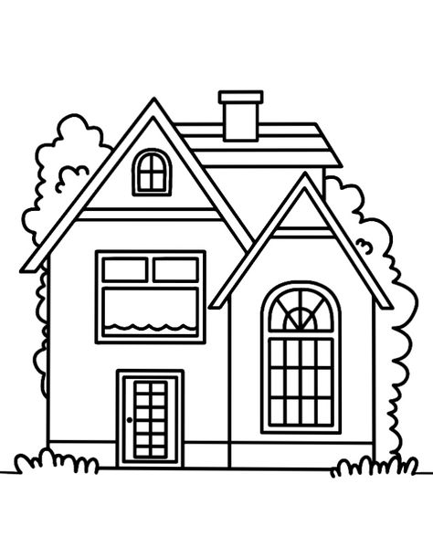 White House Drawing, Simple House Drawing, Black White Illustration, Illustration House, House Outline, Craft Work For Kids, Drawing Scenery, Drawing Software, House Cartoon