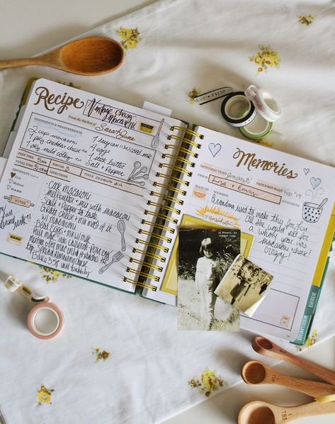 Keepsake Kitchen Diary Crafting - Vintage Cheesy Macaroni Recipe - Lily & Val Living Kitchen Diary, Scrapbook Recipe Book, Macaroni Recipe, Recipe Planner, Homemade Recipe Books, Cheesy Macaroni, Recipe Book Design, Cooking Diary, Recipe Album