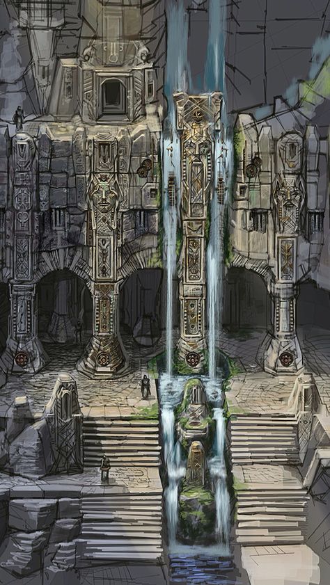 Markarth - It's a beautiful city, but I HATE THIS PLACE!!! Skyrim Dungeon, Skyrim Concept Art, Dwarven City, Skyrim Art, Writing Retreat, Elder Scrolls Art, Dungeon Master's Guide, Fantasy Concept, Strange Places