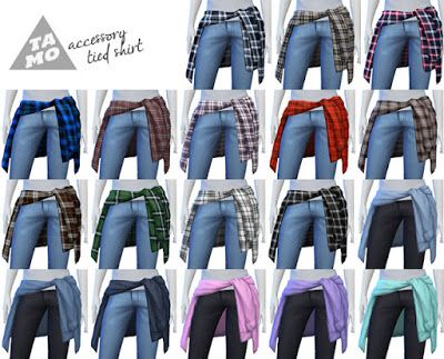 My Sims 4 Blog: Accessory Tied Flannel Shirt Recolors by LifeSimme... Tied Flannel, Sims 4 Men Clothing, Sims 4 Hair Male, Sims 4 Male Clothes, Pelo Sims, Sims 4 Mm Cc, Tied Shirt, Sims 4 Mm, Sims Four