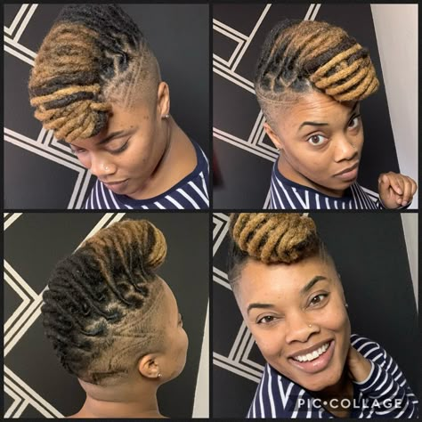 Women Loc Styles With Shaved Sides, Shaved Sides Loc Styles, Short Locs Hairstyles Updo Shaved Sides, Loc Updo With Shaved Sides, Locs Shaved Sides, Soft Locs Shaved Sides And Back, Shaved Side With Locs Black Women, Locs With Shaved Sides Dreadlocks, Shaved Locs Styles