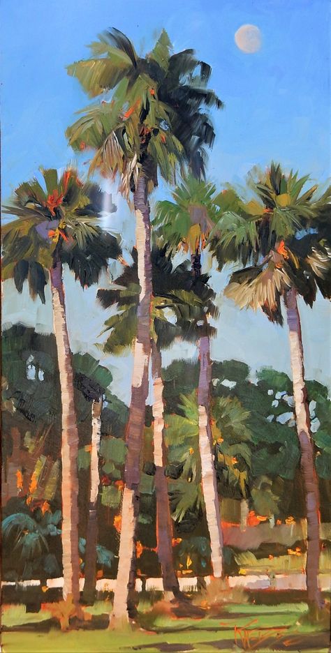 Palm Tree Artwork, Tropical Painting, Palm Trees Painting, Trees Painting, Tree Paintings, Florida Art, Tree Artwork, Air Painting, Watercolor Trees