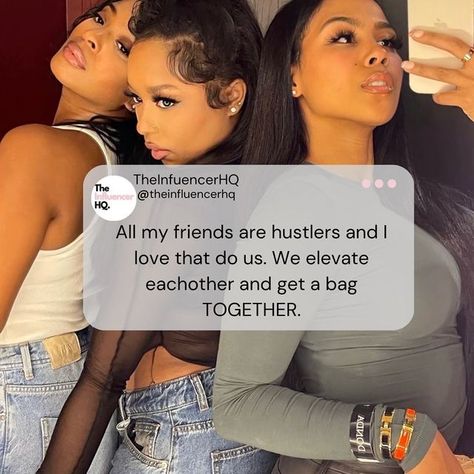 TheInfluencerHQ on Instagram: "As rich girls we need to make sure our circle of friends are on the same mindset as us✨Friends that make money together stay together👩‍❤️‍💋‍👩. . . Link in B I O to start your influencer journey📸 . . . #femaleboss #influencer #bosstips #businesstips #bossmotivation #microinfluencer #influencer #socialmediacontent #becomingthatgirl #femaleboss #motivationalquotes #branddeals #luxurylifestyle #futuremillionaire #howtostartablackbusiness #howtostartabusiness #sixfi Need Money Not Friends, Rich Friends, Friend Vibes, Bossbabe Quotes Motivation, Influencer Lifestyle, Inspirational Good Morning Messages, Us Friends, Rich Women Lifestyle, Healing Spirituality