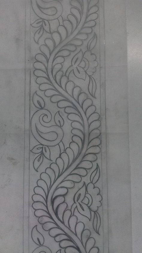 Border Kolka Design, Free Hand Embroidery Designs Patterns, Kolka Design Patterns, Kolka Design Drawing, Boder Degin, Chikankari Motifs, Stencil Patterns Templates, Saree Painting Designs, Alpona Design