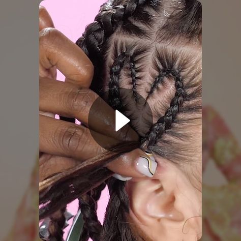 These Heart Braids Are🔥🔥🔥 Heart Scalp Braids, How To Do A Heart Braid, Heart Shape Braids, Heart Braided Hairstyles, Heart Braid Tutorial, Heart Cornrows, Star Braids, Heart Braids, Braided Heart