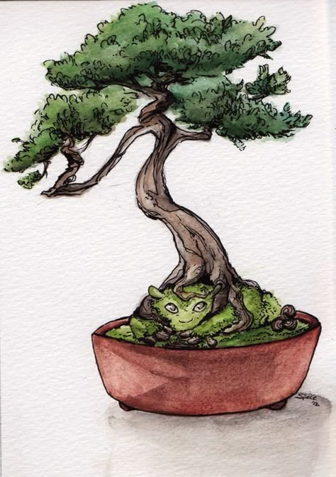 Bonsai Tree Drawing Simple, Bonsai Tree Drawing, Bonsai Painting, Bonsai Tree Painting, Bonsai Drawing, Cherry Blossom Bonsai Tree, Tree Drawing Simple, Japanese Bonsai Tree, Bonsai Tree Types