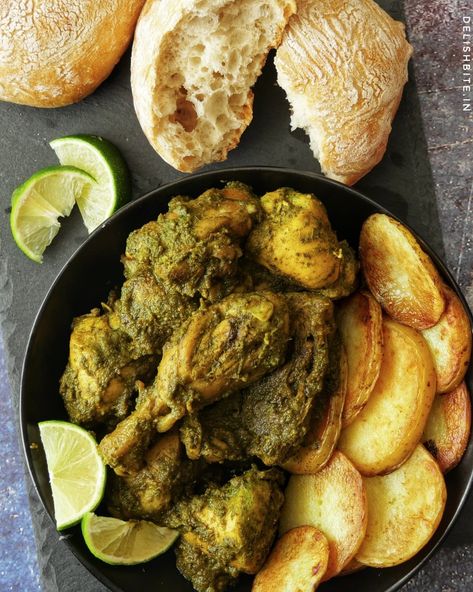 Goan Chicken Cafreal Recipe – Delishbite Chicken Cafreal Recipe Goa, Goan Food, Fried Potatoes Recipe, Goan Recipes, American Breakfast, Indian Cooking Recipes, Goa India, Potatoes Recipe, Chicken Curry