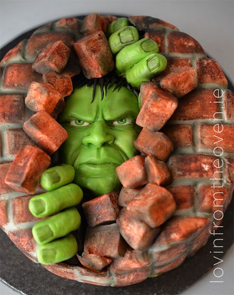 Hulk Smash! | Lovin' from the oven Hulk Smash Cake, Hulk Birthday Cakes, Hulk Cake, Hulk Birthday, Mini Torte, Superhero Cake, The Incredible Hulk, Hulk Smash, Crazy Cakes