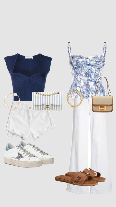 Check out gwergin27's Shuffles Coastal outfits! #vibes #coastal #outfitinspo #preppy #fyp #blue #summer Grandma Aesthetic Outfit, Coastal Outfits, Blue And White Outfits, Grandma Clothes, White Summer Outfits, Coastal Fashion, Beachy Outfits, European Summer Outfits, Europe Outfits