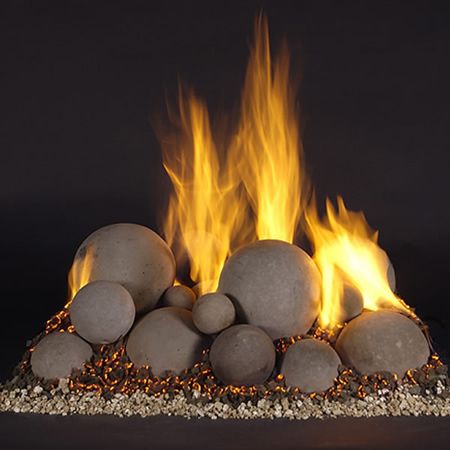 Mixed FireBall Refractory Ceramic Set Fireplace Style, Fire Rocks, Cool Fire, Double Sided Fireplace, Fireplace Logs, Gas Fireplace Logs, Fire And Stone, Gas Logs, Fire Features