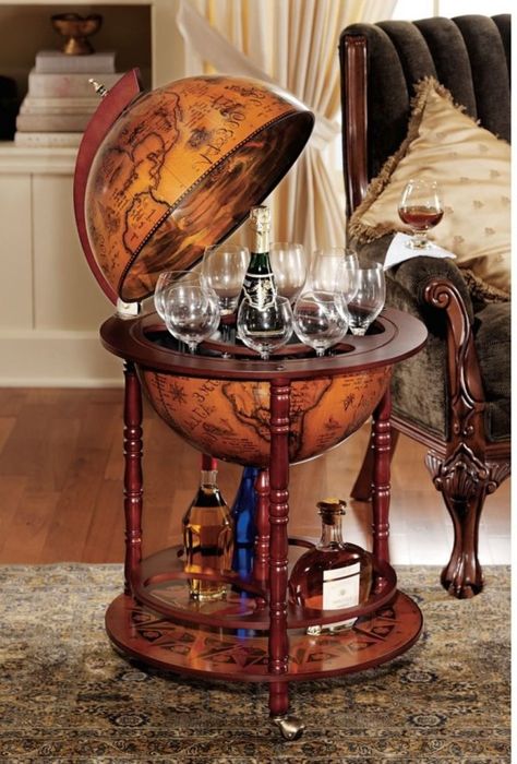 Creative Home Mini Bar Ideas - LittlePieceOfMe Globe Bar Cart, Globe Bar, Home Bar Furniture, Mini Bars, World Globe, Mobile Bar, Design Toscano, Bar Cabinet, Bar Set