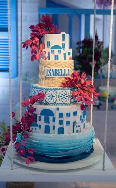 Sweet 16 Party Ideas Mamma Mia, Greece Birthday Theme, Momma Mia Party Ideas, Mama Mia Sweet 16, Mamma Mia Sweet 16, Mama Mia Birthday Cake, Mamma Mia Party Food, Mama Mia Birthday Party, Mama Mia Cake