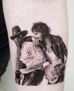 Bruce Springsteen Tattoo, Springsteen Tattoo, Clarence Clemons, Tattoo Realism, Music Tattoo Sleeves, Fun Tattoos, Painting Tattoo, Music Tattoo, Music Tattoos