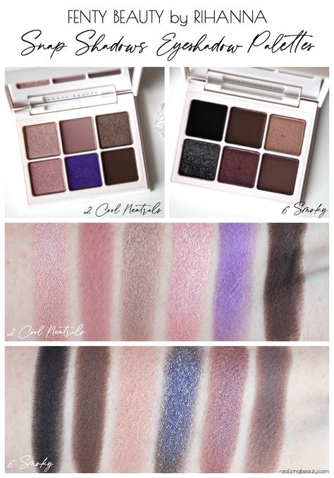 Fenty Beauty Snap Shadows Eyeshadow Palettes Review and Swatches - Realizing Beauty Makeup Room Design, Cool Neutrals, Fair Skin Tone, Makeup Rooms, Makeup Quotes, Eyeshadow Palettes, Bright Purple, Makeup Sponge, Fair Skin