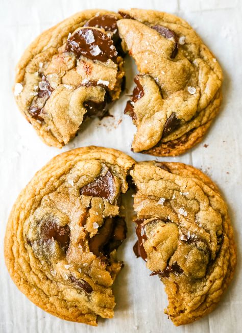 Buttery Chocolate Chip Cookies, Toffee Chocolate Chip Cookies, Modern Honey, Toffee Chocolate, Brown Butter Chocolate Chip, Brown Butter Cookies, Gooey Chocolate Chip Cookies, Brown Butter Chocolate Chip Cookies, Cookies Homemade