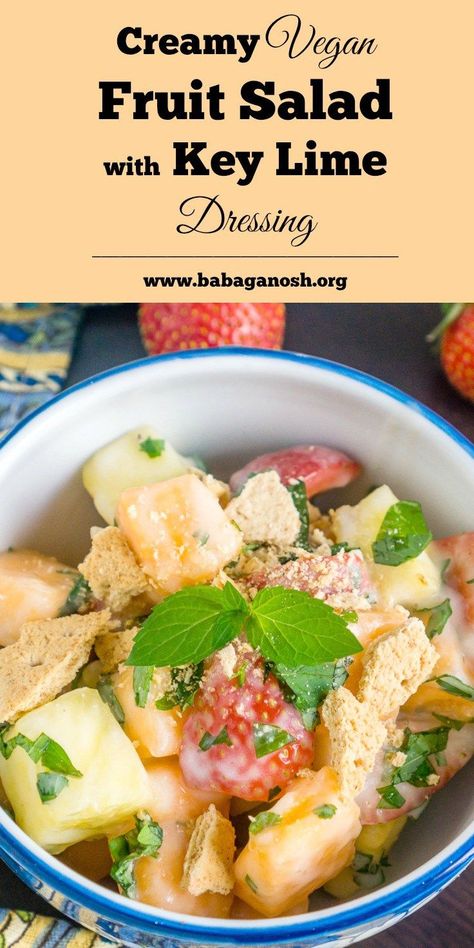 Vegan Fruit Salad, Graham Cracker Topping, Creamy Fruit Salad, Key Lime Yogurt, Graham Cracker Crumble, Key Lime Recipes, Lime Salad Dressing, Creamy Fruit Salads, Creative Breakfast