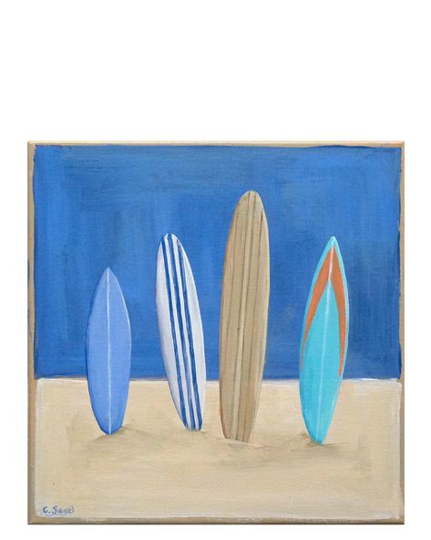 Surfboard Painting On Canvas, Beachy Paintings, Coastal Environment, Guild Hall, Surfboard Painting, The Guild, Serena And Lily, East Hampton, Professional Art