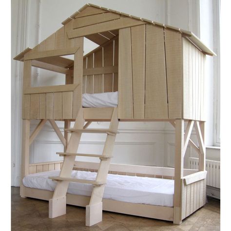 12 INDOOR TREE HOUSES Treehouse Bedroom, Indoor Tree House, Playhouse Bed, Modern Bunk Beds, House Bunk Bed, Bunk Bed Designs, Space Bedding, Kids Bunk Beds, Big Boy Room