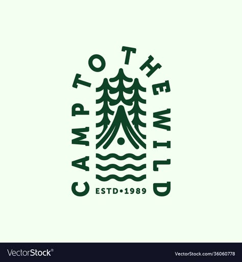 Hiking Logo Design, Summer Camp Illustration, Camp Illustration, Outdoors Logo Design, Lake Logo, Tent Logo, Hiking Logo, Camping Logo, River Logo