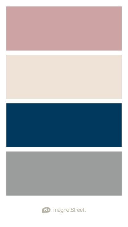 Custom Pink, Custom Gray, Navy, and Classic Gray Wedding Color Palette - custom color palette created at MagnetStreet.com Gray Wedding Colors, Custom Refrigerator, Wedding Color Trends, Classic Gray, Hollywood Sign, Design Seeds, Wedding Color Palette, Gray Weddings, Wedding Color