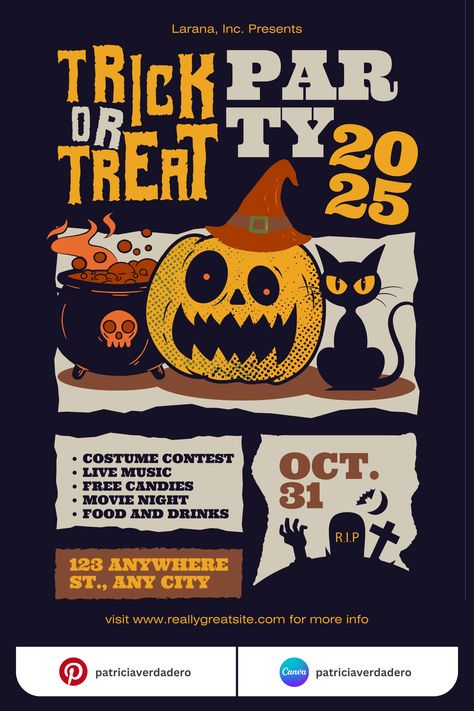 Here's your Halloween Event Party Poster Canva Template for Pro User! Follow us for more #illustration #element #icons #characters #design #creative #create #createdesign #canvapro #canvacreator #canva #handdrawn #illustrator #madewithcanva Halloween Costume Party Poster, Halloween Event Flyer, Contest Poster Design Ideas, Trunk Or Treat Poster, Event Poster Design Ideas Creative, Halloween Poster Ideas, Halloween Newsletter, Halloween Event Poster, Party Event Poster