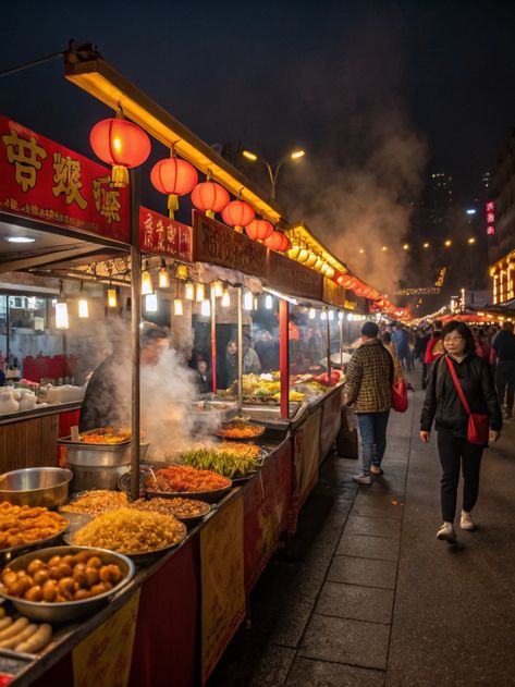 Experience the magic of Asia's night markets! 🌙 From sizzling street food to vibrant stalls under glowing red lanterns, these bustling hubs offer unforgettable flavors and sights. What’s your favorite street food experience in Asia?  Share your tasty adventures! . #travelasia #travel #travelphotography #travelgram #asia #wanderlust #travelblogger #travelblog #asiatravel Tokyo Street Food Market, Japanese Food Market, Asian Food Market, Thailand Food Street, Travel Aesthetic Asia, Taiwanese Aesthetic, Japanese Night Market, Street Market Aesthetic, Japanese Street Market