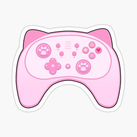 Cute Controller, Controller Design, Redbubble Stickers, Sticker Cute, App Icon Design, Reading Journal, Gaming Setup, Print Stickers, Cute Pink