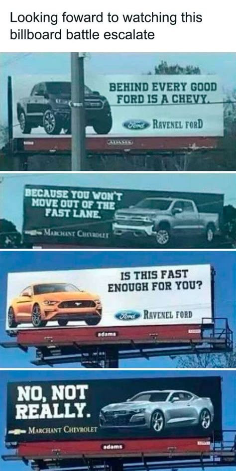 Ford vs. Chevy: A Timeless Tale Ford Humor, Chevy Jokes, Funny Car Quotes, Ford Jokes, Truck Memes, Car Jokes, Funny Car Memes, Car Memes, Shelby Gt500